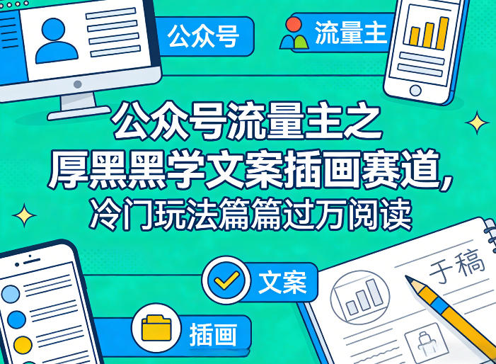 公众号流量主之厚黑学文案插画赛道，冷门玩法篇篇过万阅读-副业网