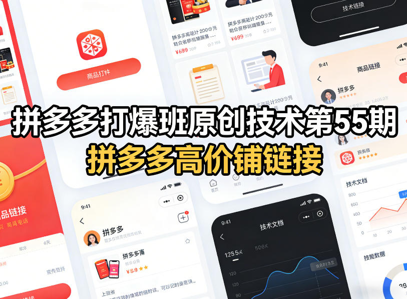 拼多多打爆班原创技术第55期，拼多多高价铺链接-副业网