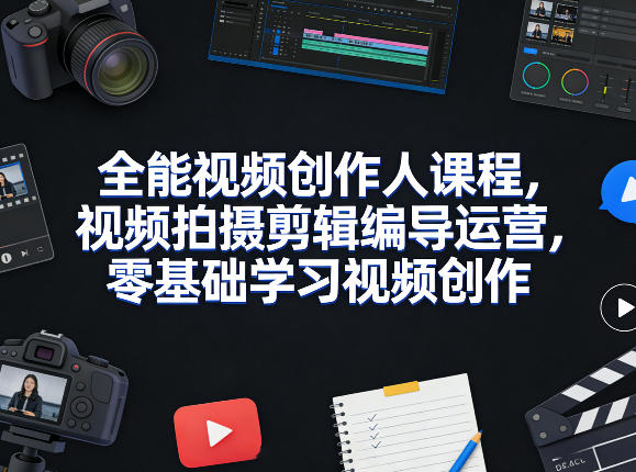 全能视频创作人课程，视频拍摄剪辑编导运营，零基础学习视频创作(更新2026年3月)-副业网