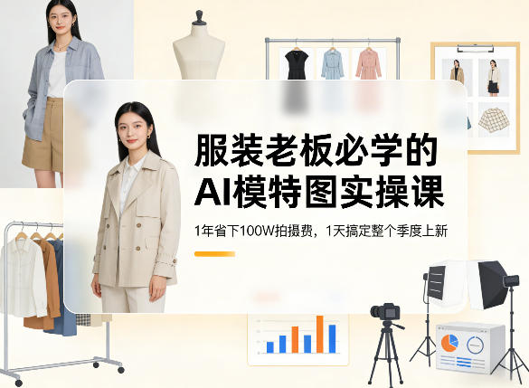 服装老板必学的AI模特图实操课，1年省下100W拍摄费，1天搞定整个季度上新-副业网