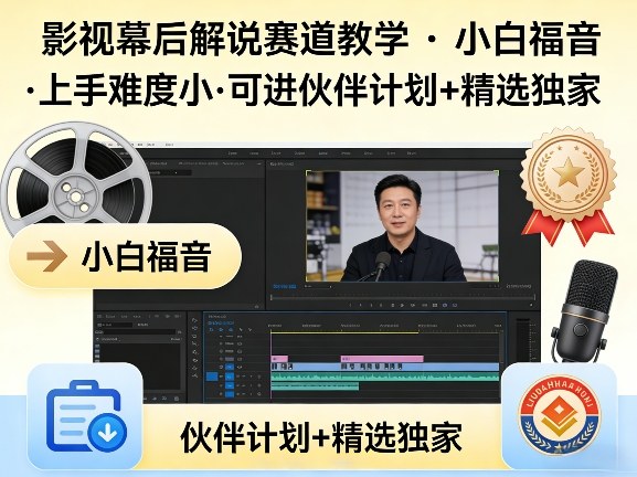 某大佬的影视幕后解说赛道教学,小白福音,上手难度小,可进伙伴计划+精选独家-副业网