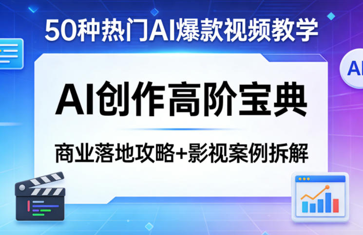 50种热门AI爆款视频教学,AI创作高阶宝典,商业落地攻略+影视案例拆解-副业网