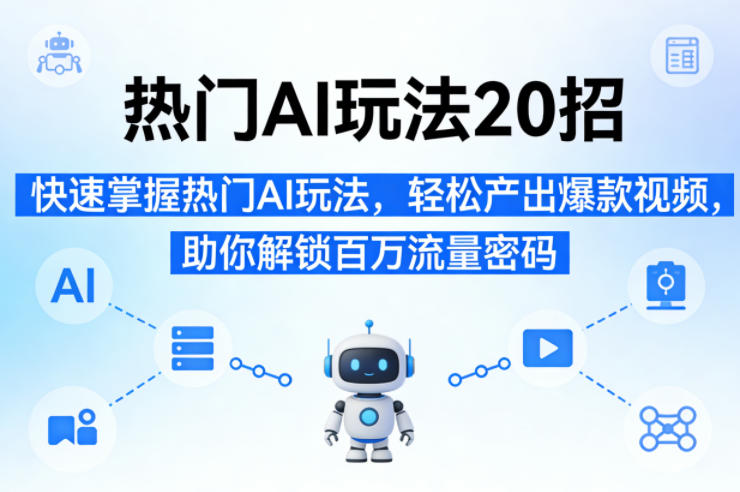 热门AI玩法20招，快速掌握热门AI玩法，轻松产出爆款视频，助你解锁百万流量密码-副业网
