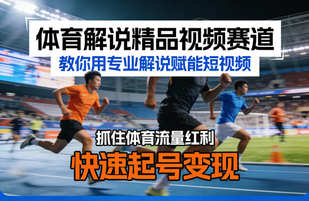 体育解说精品视频赛道,教你用专业解说赋能短视频,抓住体育流量红利,快速起号变现-副业网