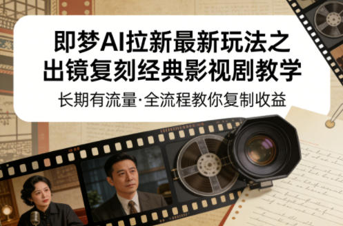 即梦AI拉新最新玩法之出镜复刻经典影视剧教学,长期有流量,全流程教你复制收益-副业网