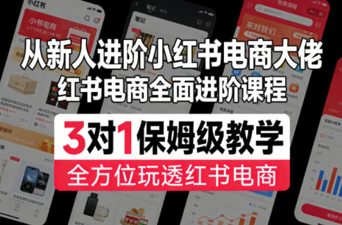 从新人进阶小红书电商大佬,红书电商全面进阶课程,3对1保姆级教学,全方位玩透红书电商-副业网