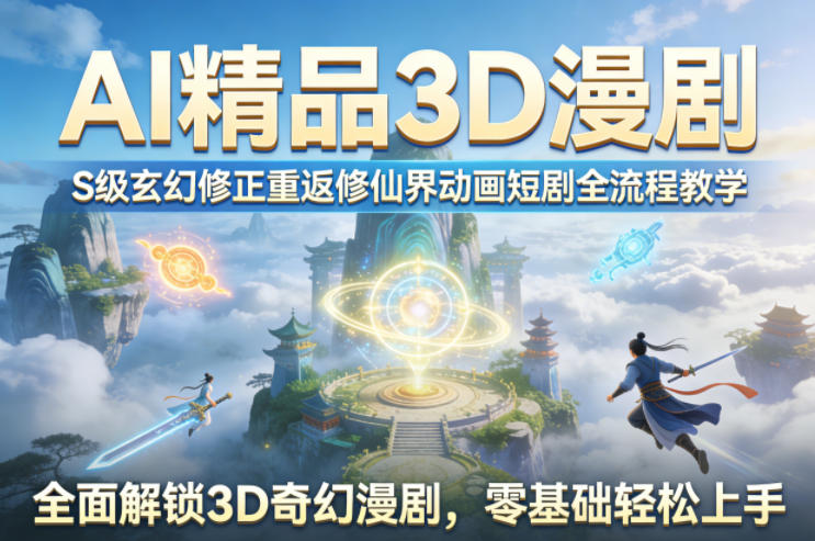 AI精品3D漫剧S级玄幻修正重返修仙界动画短剧全流程教学,全面解锁3D奇幻漫剧,零基础轻松上手-副业网