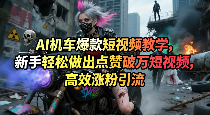 AI机车爆款短视频教学,新手轻松做出点赞破万短视频,高效涨粉引流-副业网