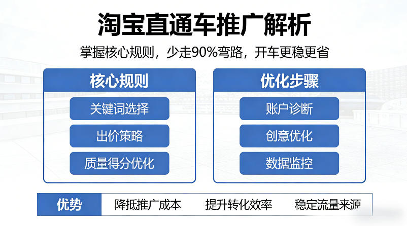 淘宝直通车推广解析,掌握核心规则,少走90%弯路,开车更稳更省-副业网
