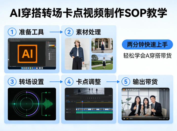 AI穿搭转场卡点视频制作SOP教学，两分钟快速上手，轻松学会AI穿搭带货-副业网