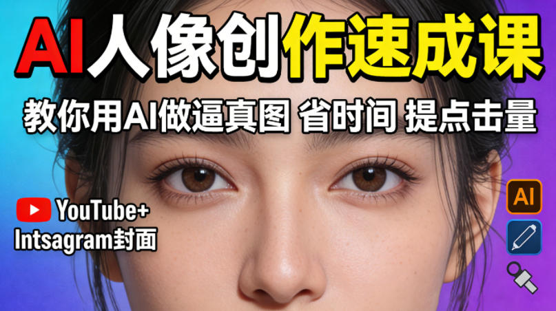 YouTube+Instagram封面没人点?AI人像创作速成课,教你用AI做逼真图,省时间还能提点击量!-副业网
