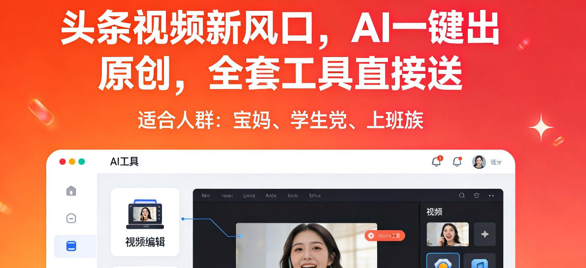 头条视频新风口,AI一键出原创,全套工具直接送,人人可做,有手就行【揭秘】-副业网