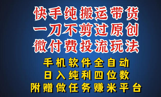 最新黑科技快手搬运带货方法,手机就能操作,轻松带你日入四位数【揭秘】-副业网