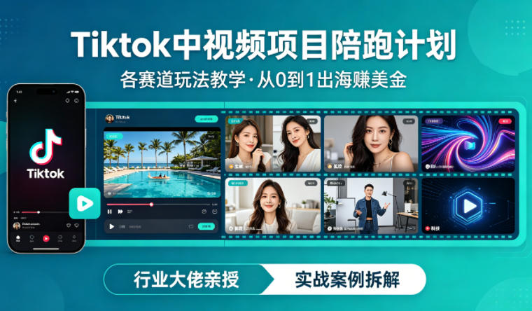 某大佬的Tiktok中视频项目陪跑,涵盖TK各个赛道玩法教学,从0到1出海賺美金-副业网