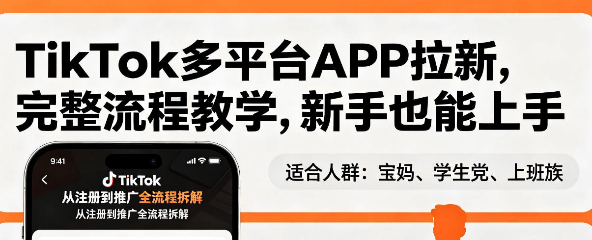 TikTok多平台APP拉新,完整流程教学,新手也能上手,轻松出海搞美金-副业网
