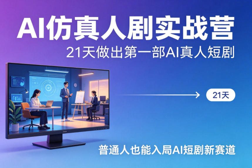 AI仿真人剧实战营,21天做出第一部AI真人短剧,普通人也能入局AI短剧新赛道-副业网