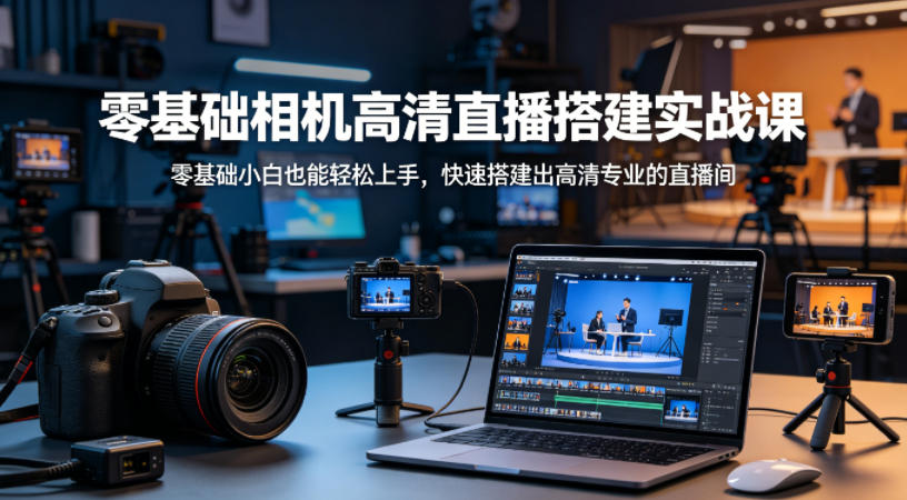 零基础相机高清直播间搭建实战课,小白也能轻松上手,快速搭建出高清专业的直播间-副业网