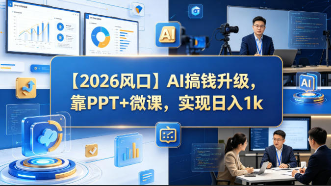 【2026风口】AI搞钱升级,靠PPT+微课,实现日入1k-副业网