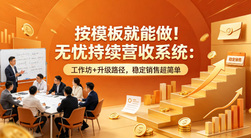 按模板就能做!无忧持续营收系统:工作坊+升级路径,稳定销售超简单【原创双语字幕】-副业网