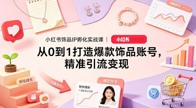 小红书饰品IP孵化实战课|从0到1打造爆款饰品账号,精准引流变现-副业网