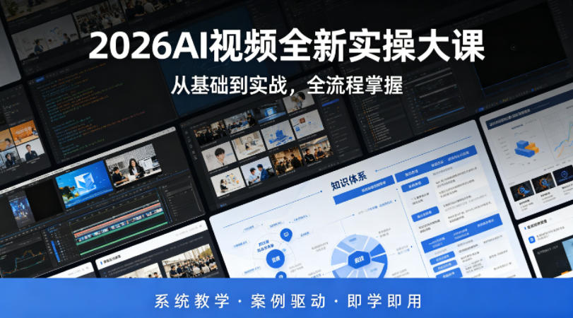 2026AI视频全新实操大课,从基础到实战,全流程掌握,系统教学·案例驱动·即学即用-副业网