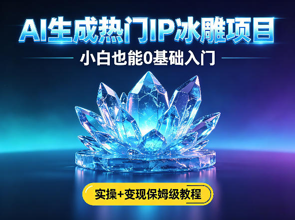 AI生成热门ip冰雕项目,小白也能0基础入门,实操+变现保姆级教程-副业网