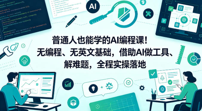 普通人也能学的AI编程课!无编程、无英文基础,借助AI做工具、解难题,全程实操落地-副业网