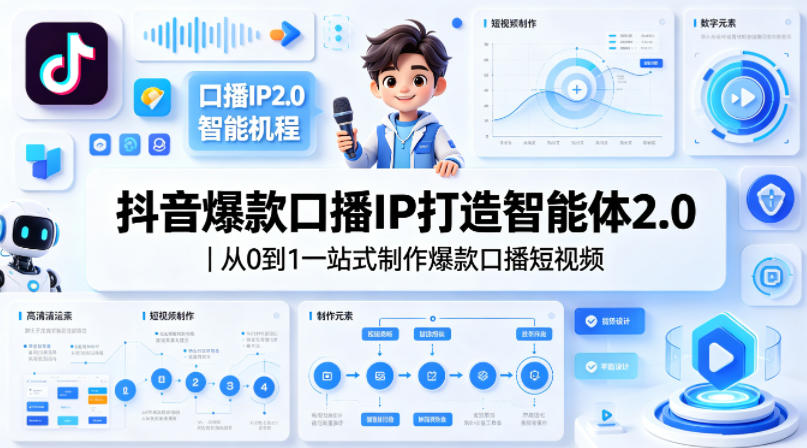 抖音爆款口播IP打造智能体2.0|从0到1一站式制作爆款口播短视频-副业网