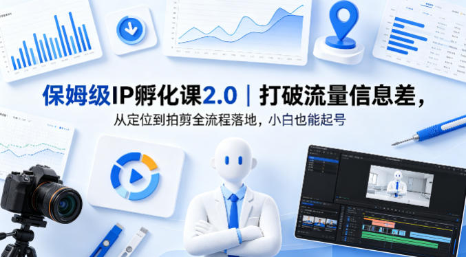 保姆级IP孵化课2.0|打破流量信息差,从定位到拍剪全流程落地,小白也能起号-副业网