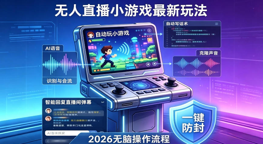 2026年AI无人直播小游戏全流程,不违规不封号,开启创业副业增收之路,小白月入1w+【揭秘】-副业网