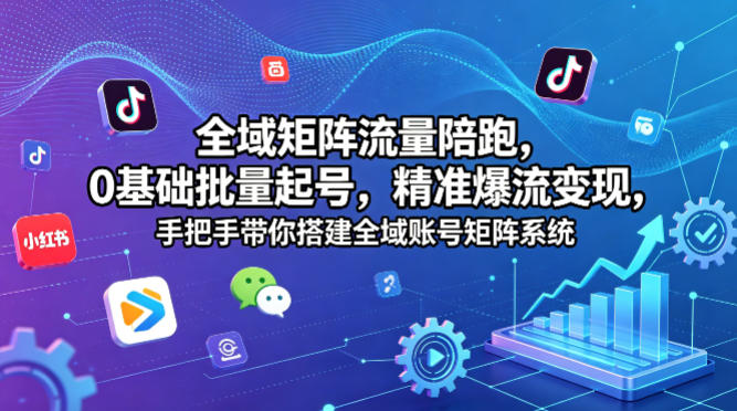 全域矩阵流量陪跑,0基础批量起号,精准爆流变现,手把手带你搭建全域账号矩阵系统-副业网