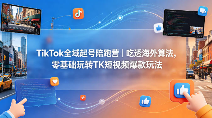 TikTok全域起号陪跑营|吃透海外算法,零基础玩转TK短视频爆款玩法-副业网