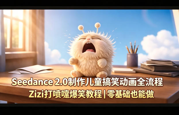 Seedance 2.0制作儿童搞笑动画全流程Zizi打喷嚏爆笑教程|零基础也能做-副业网