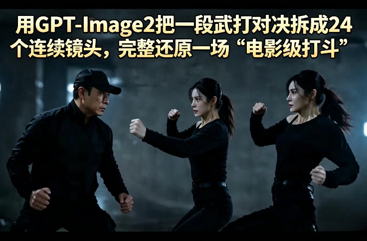用GPT-Image2把一段武打对决拆成24个连续镜头,完整还原一场“电影级打斗”-副业网