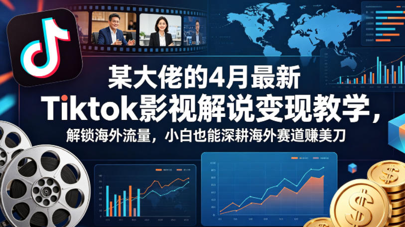某大佬的4月最新Tiktok影视解说变现教学,解锁海外流量,小白也能深耕海外赛道賺美刀-副业网