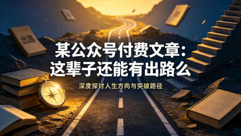 某公众号付费文章：这辈子还能有出路么-副业网