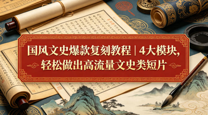 国风文史爆款复刻教程|4大模块,轻松做出高流量文史类短片-副业网