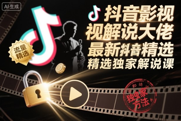 抖音影视解说大佬最新抖音进精选和独家方法,精选独家解说课(更新26年3月)-副业网
