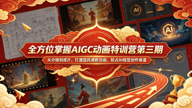 全方位掌握AIGC动画特训营第三期,从分镜到成片,打造国风爆款动画,抢占AI视觉创作赛道红利-副业网