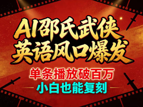 AI邵氏武侠英语风口爆发，单条播放破百万，小白也能复刻-副业网