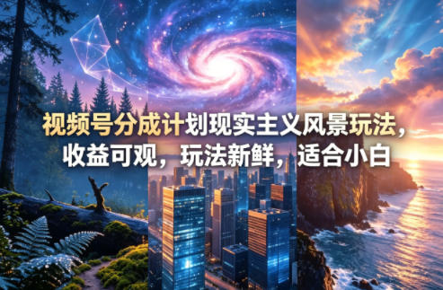 视频号分成计划现实主义风景玩法,收益可观,玩法新鲜,适合小白-副业网