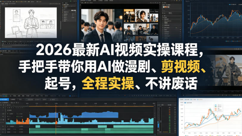 2026最新AI视频实操课程,手把手带你用AI做漫剧、剪视频、起号,全程实操、不讲废话-副业网