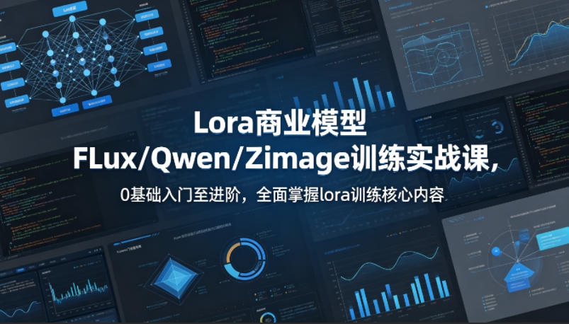 系统性学习Lora商业模型FLux／Qwen／Zimage训练实战课，0基础入门至进阶，全面掌握lora训练核心内容-副业网