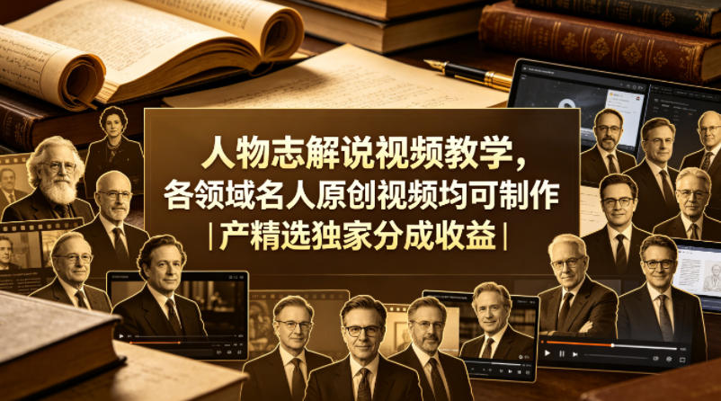 人物志解说视频教学,各领域名人原创视频均可制作丨精选独家分成收益(更新0430)-副业网