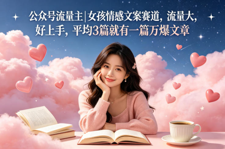 公众号流量主女孩情感文案赛道，流量大，好上手，平均3篇就有一篇万爆文章-副业网