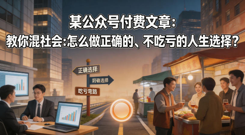 某公众号付费文章：教你混社会：怎么做正确的、不吃亏的人生选择？-副业网