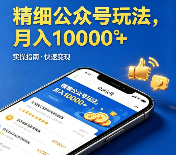 精细化公众号玩法,我们给你提供文章,你来负责发布,收益可观,月入1W+【揭秘】-副业网