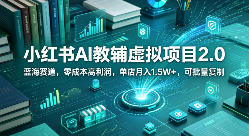 小红书AI教辅虚拟项目2.0,蓝海赛道,零成本高利润,单店月入1.5W+,可批量复制-副业网