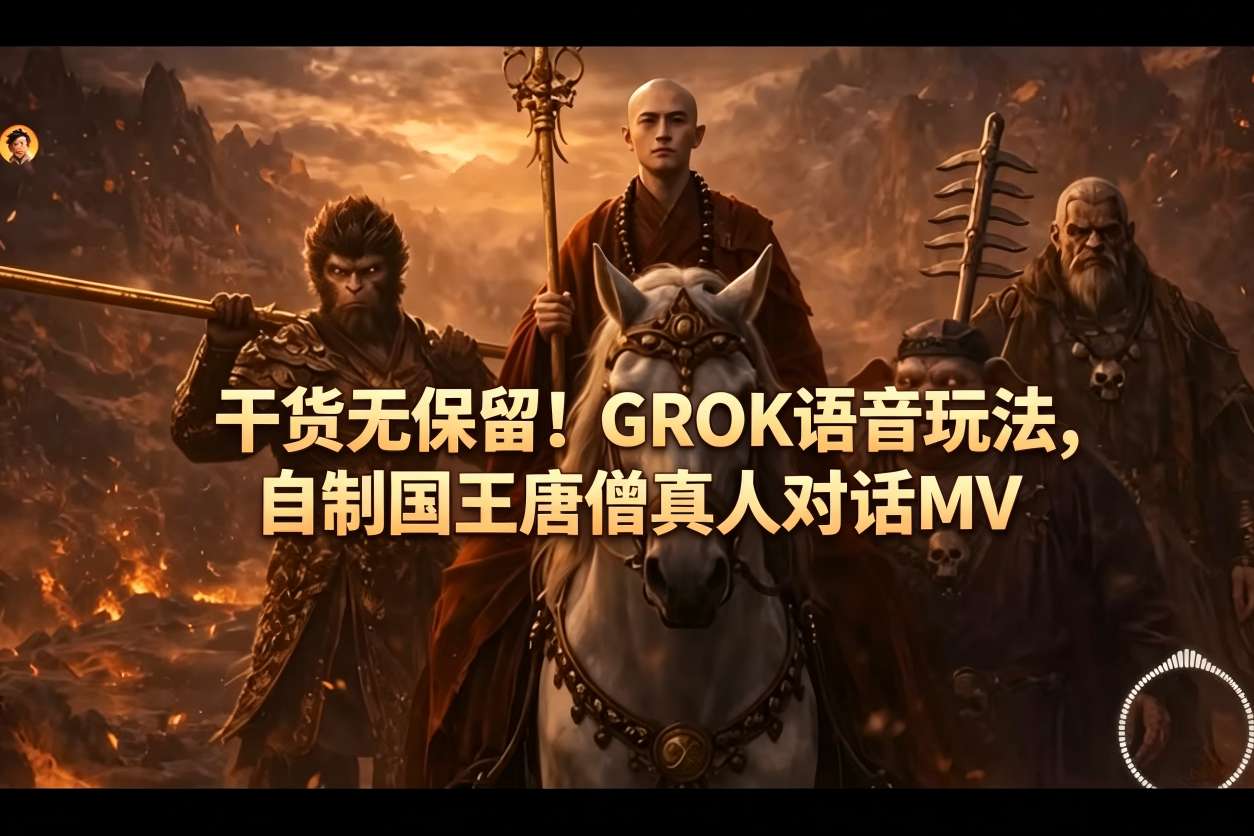干货无保留！GROK语音玩法，自制国王唐僧真人对话MV-副业网