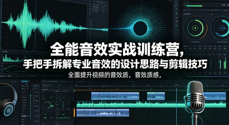 全能音效实战训练营,手把手拆解专业音效的设计思路与剪辑技巧,全面提升视频的音效质感-副业网